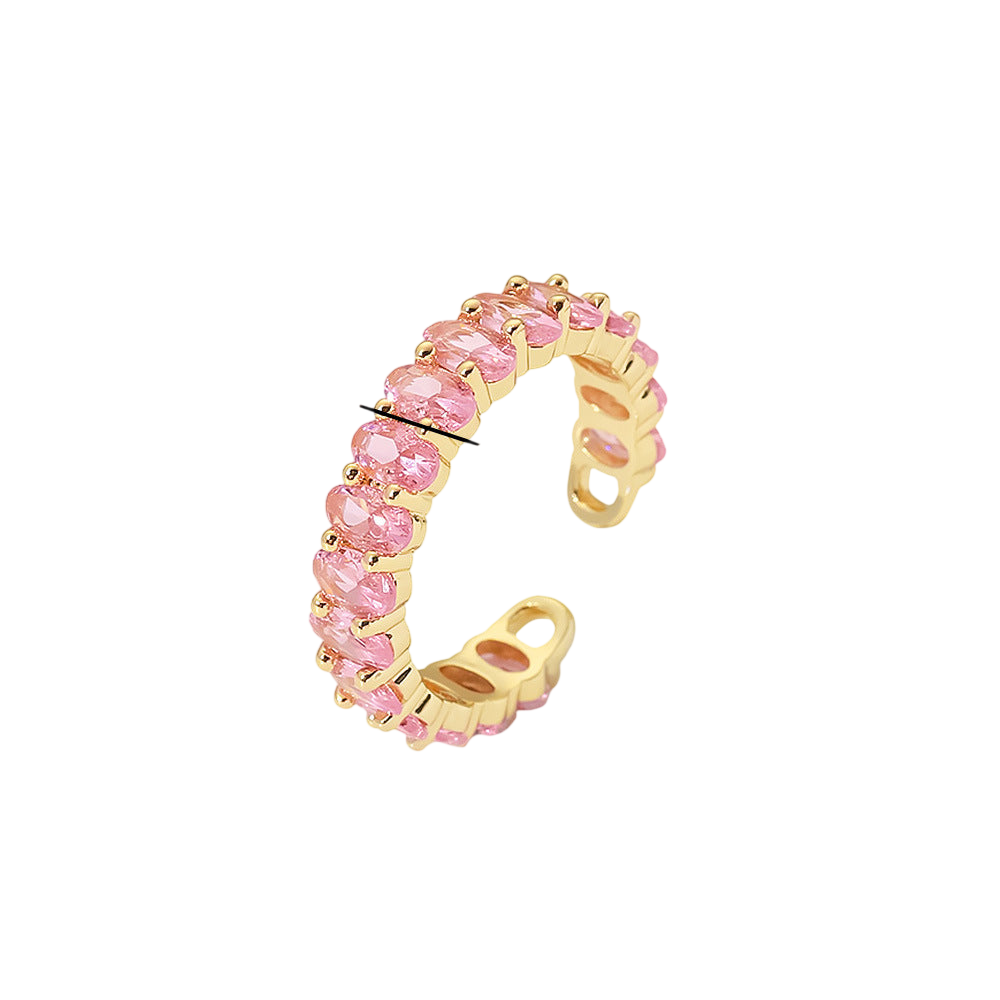 Colorful Copper Cz Oval Rings