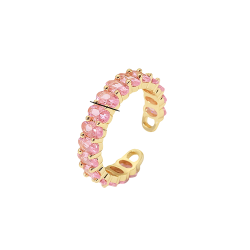 Colorful Copper Cz Oval Rings