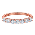 MOOSEA Moissanite 7 Stone Rings for Women 3MM D Color VVS1 Clarity Conflict-Free Lab Created Anniversary Rings 18K Rose Gold Filled Moissanite Wedding Band for Women Promise Rings Gifts