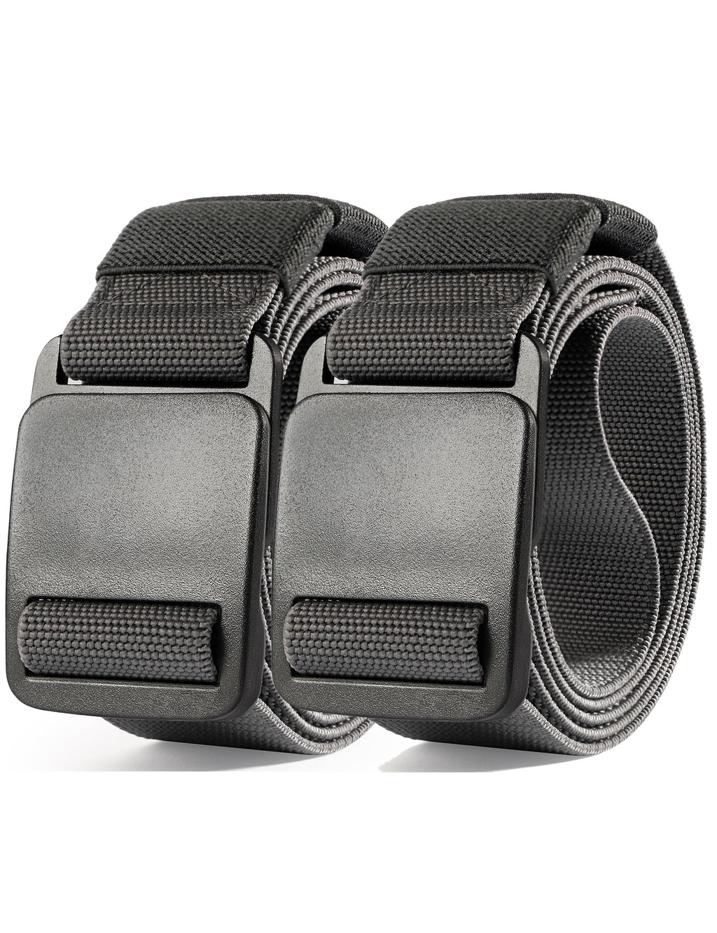 Papaanils Mens Elastic Belt CasualGolf Belts for Men StretchGray Belt MenHiking Belt MenAdjustable Mens BeltMilitary Web Belt 2pack