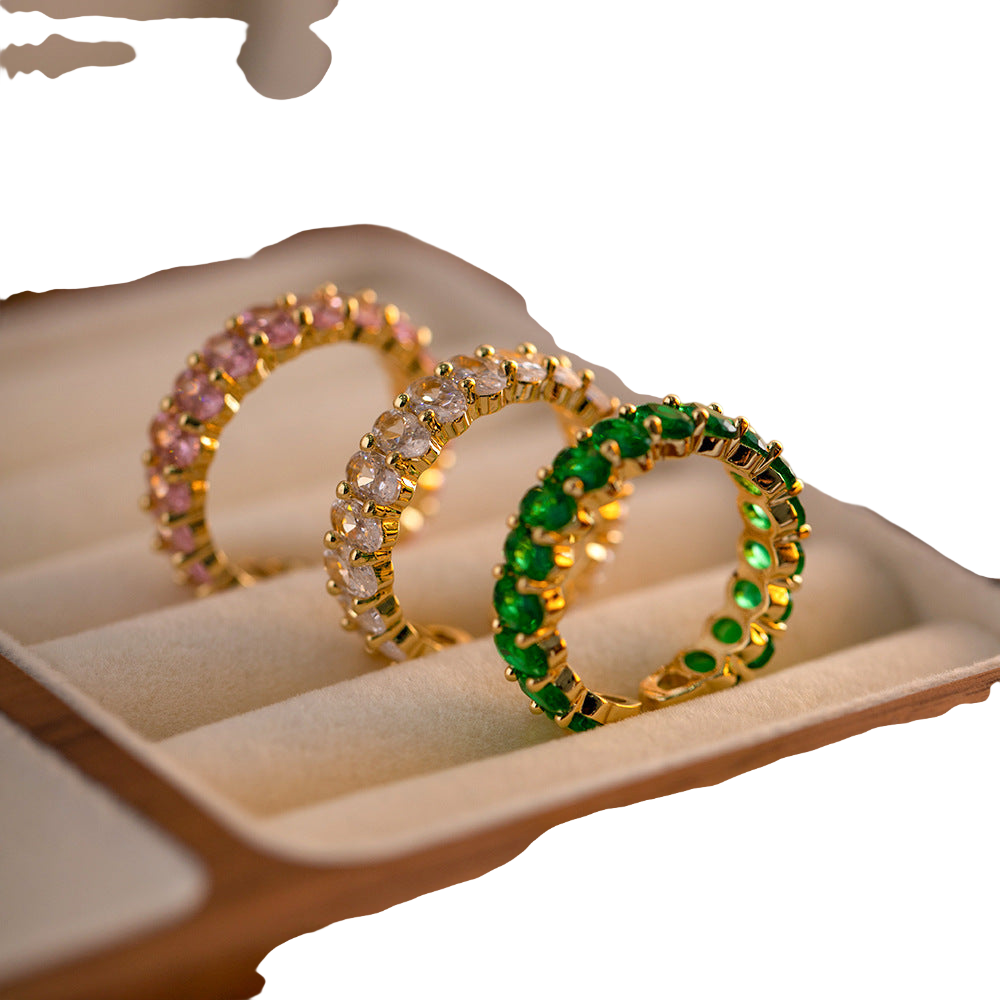 Colorful Copper CZ Oval Rings