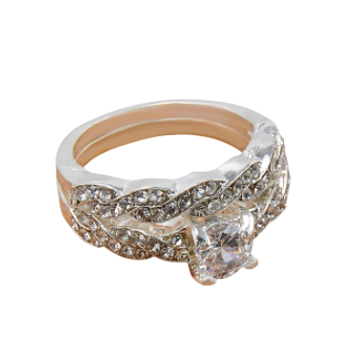 Stylish Couple's Zirconia Engagement Rings Set