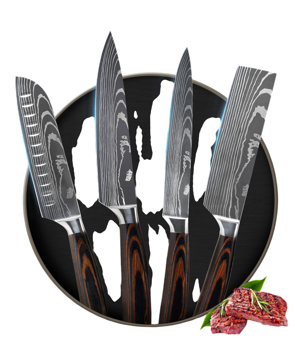 Damascus Style Kitchen Knife Set