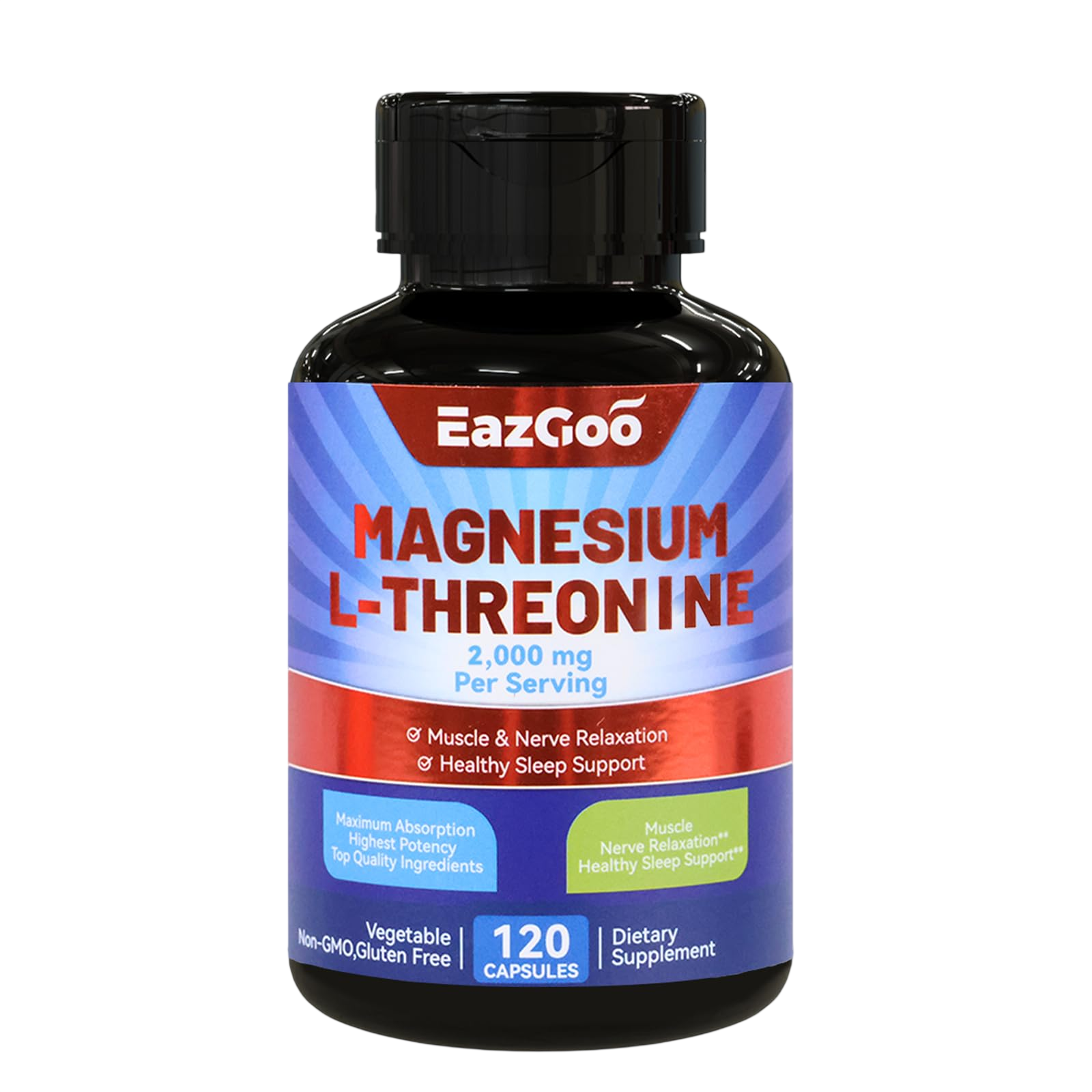 Eazgoo Magnesium L Threonine Supplement Mineral Magnesium Supplement Magnesium L Threonine 2000Mg 120 Capsules