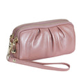 Wristlet Wallets for Women Genuine Leather Wristlet Purses Ladies Ruched Wristlet Clutch Wallet Purses