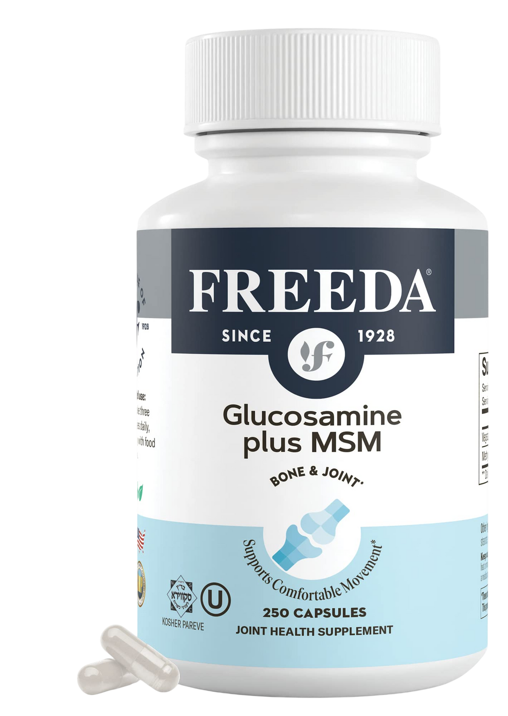 Freeda Glucosamine Msm Vegan Glucosamine With Msm Supplement Bone Joint Health Supplement Vegetarian Glucosamine Without Shellfish Bone Joint Knee Supplement For Mobility 250 Capsules