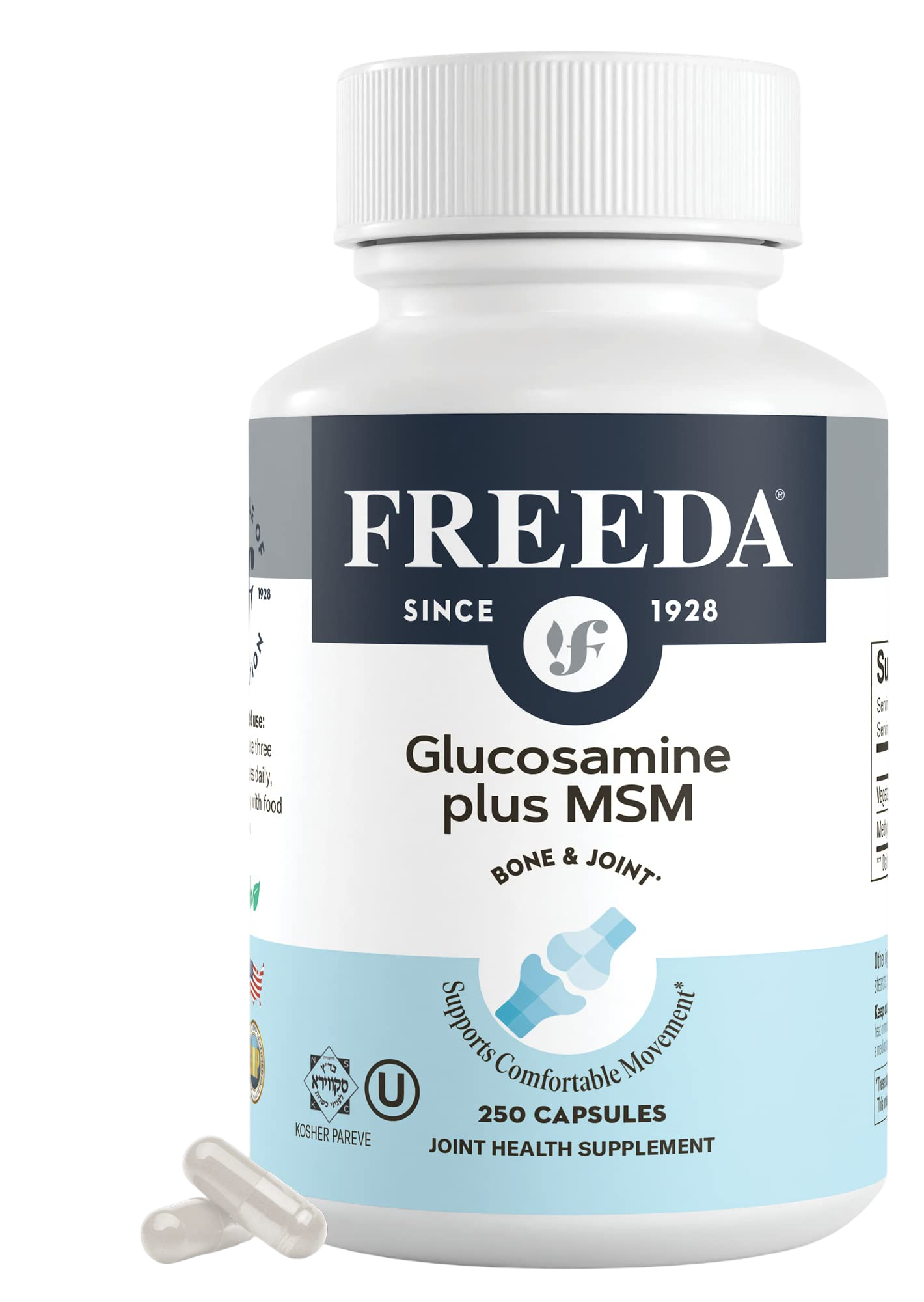 Freeda Glucosamine Msm Vegan Glucosamine With Msm Supplement Bone Joint Health Supplement Vegetarian Glucosamine Without Shellfish Bone Joint Knee Supplement For Mobility 250 Capsules