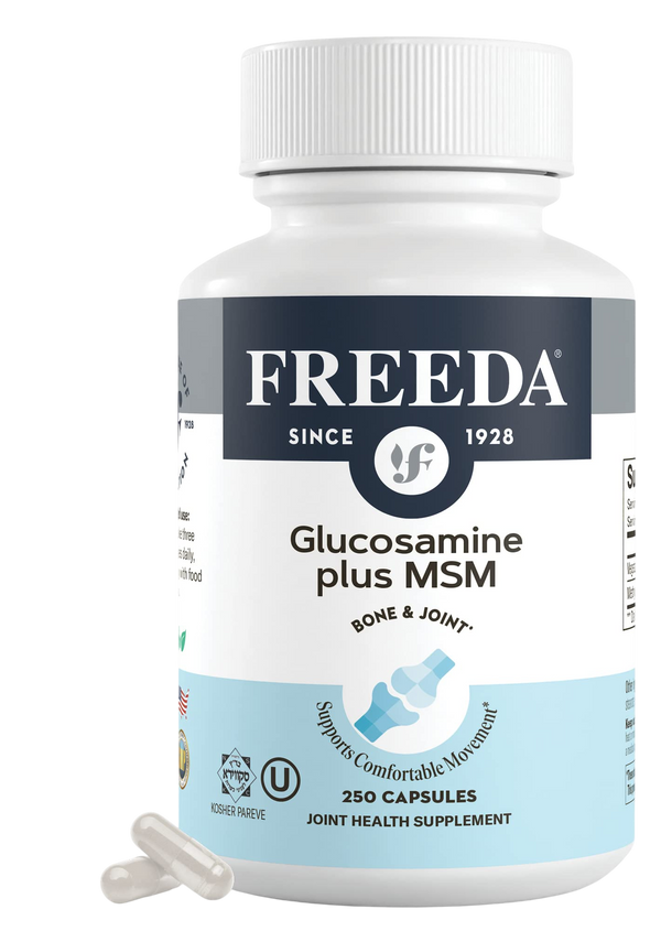 FREEDA Glucosamine MSM - Vegan Glucosamine with MSM Supplement - Bone & Joint Health Supplement - Vegetarian Glucosamine Without Shellfish - Bone & Joint Knee Supplement for Mobility (250 Capsules)