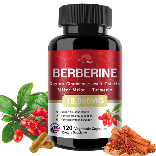 VPKIN Berberine Supplement 19060mgBerberine with Ceylon CinnamonBitter MelonMilk ThistleBerberine HCl Supplement(120 Capsules)
