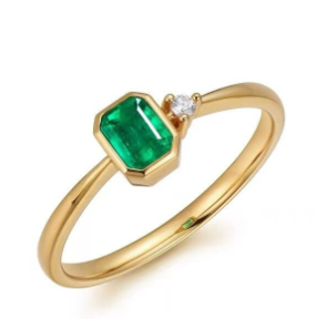 Emerald Diamond Ring for Women with Colored Stones