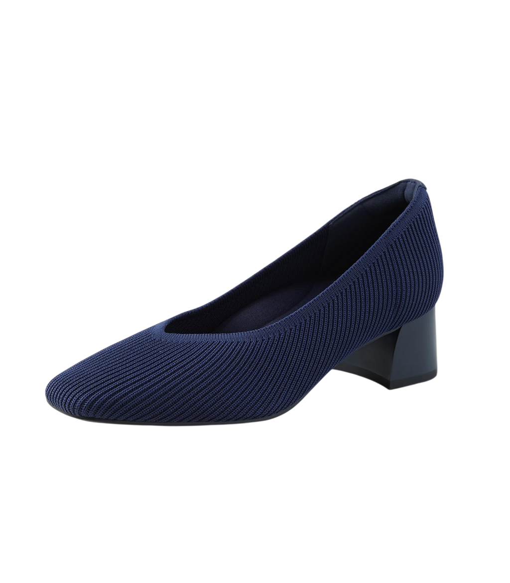 Arromic Womens Pumps Closed Toe Chunky Heels For Women Square Toe Low Block Heels Work Pumps Shoes Casual Daily Wear Navy Pumps For Women Medium Size