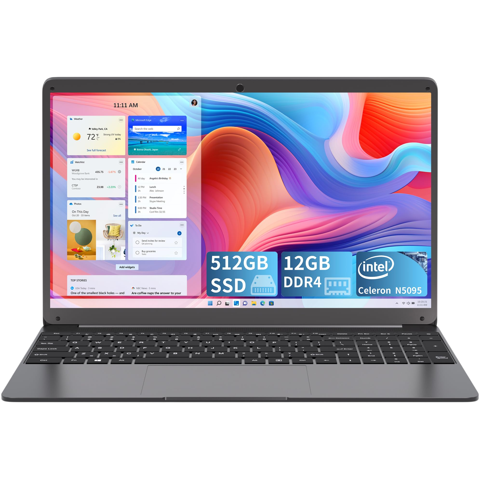 Sgin 15 6 Inch Laptop 12Gb Ram 512Gb Ssd Laptops Computer With Celeron N5095 Quad Core Cpu 2 Usb 3 2 2 4G 5G Wifi 1920 1080 Ips Fhd Display Bt 4 2 Mini Hdmi Type C 53200Mwh Battery