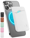 Wallaroo Wallets Genuine Leather MagSafe Compatible Phone Wallet Credit Card Holder for iPhone and Other Smartphones (White)