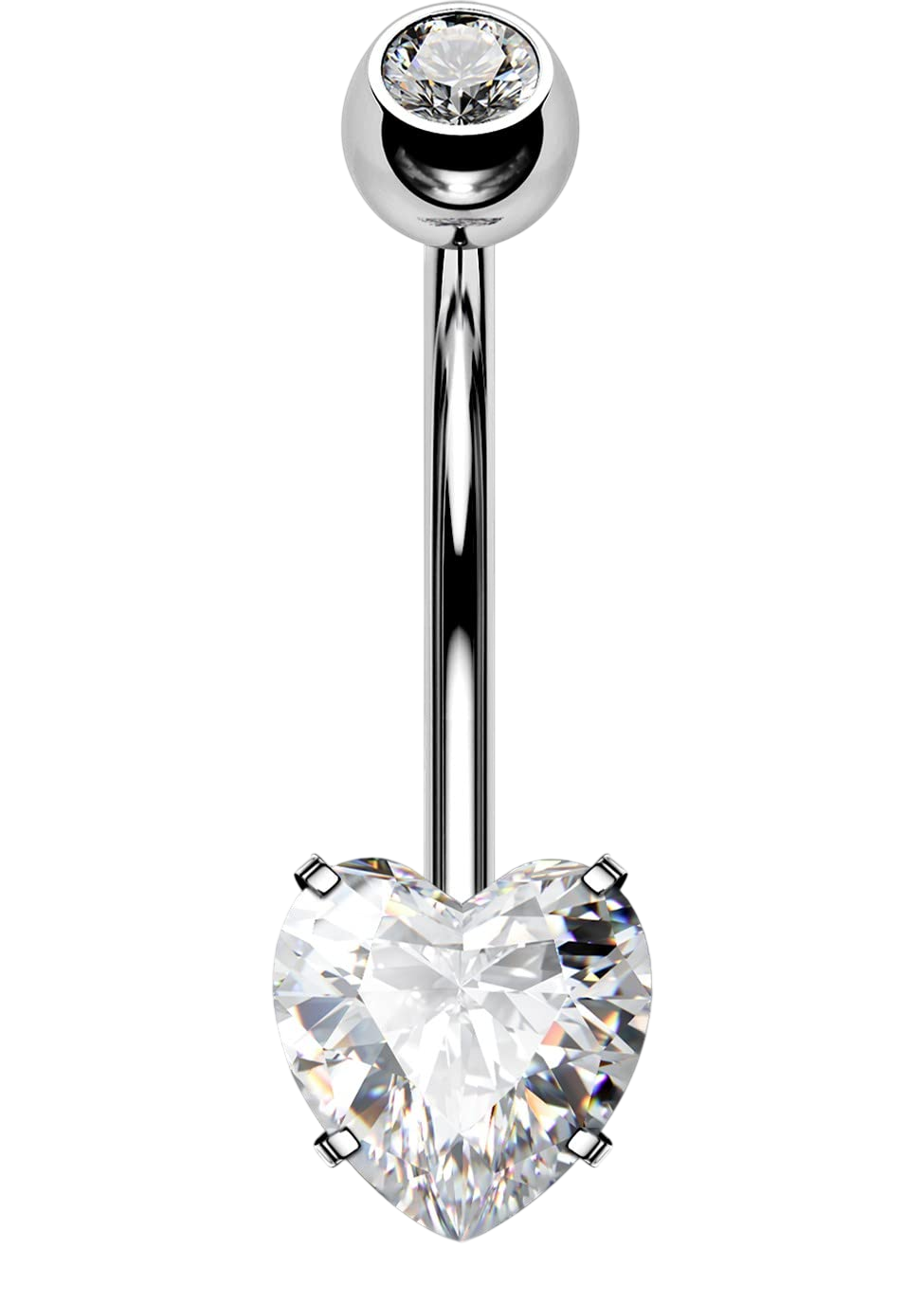 OUFER 14G Belly Rings Long Belly Button Rings G23 Solid Titanium Belly Piercing Jewelry Heart Shaped Navel Piercing Jewelry Belly Rings for Women Men-14mm