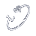 WFYOU Heart Initial Ring for Women Silver Rose Gold Plated Heart Capital Letter Initial Rings Stackable Rings for Women Adjustable Heart Alphabet Letter Rings Jewelry Gifts for Women