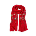Humble Hilo Embroidered Scarves Versatile Lightweight Colorful Floral Scarf/Shawl (Red)