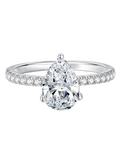 Oivley 2CT Pear Shaped Engagement Ring Teardrop Cubic Zirconia Sterling Silver Womens Promise Rings Fake Engagement Rings Solitaire CZ Engagement Rings for Women with 18K White Gold Plated-95