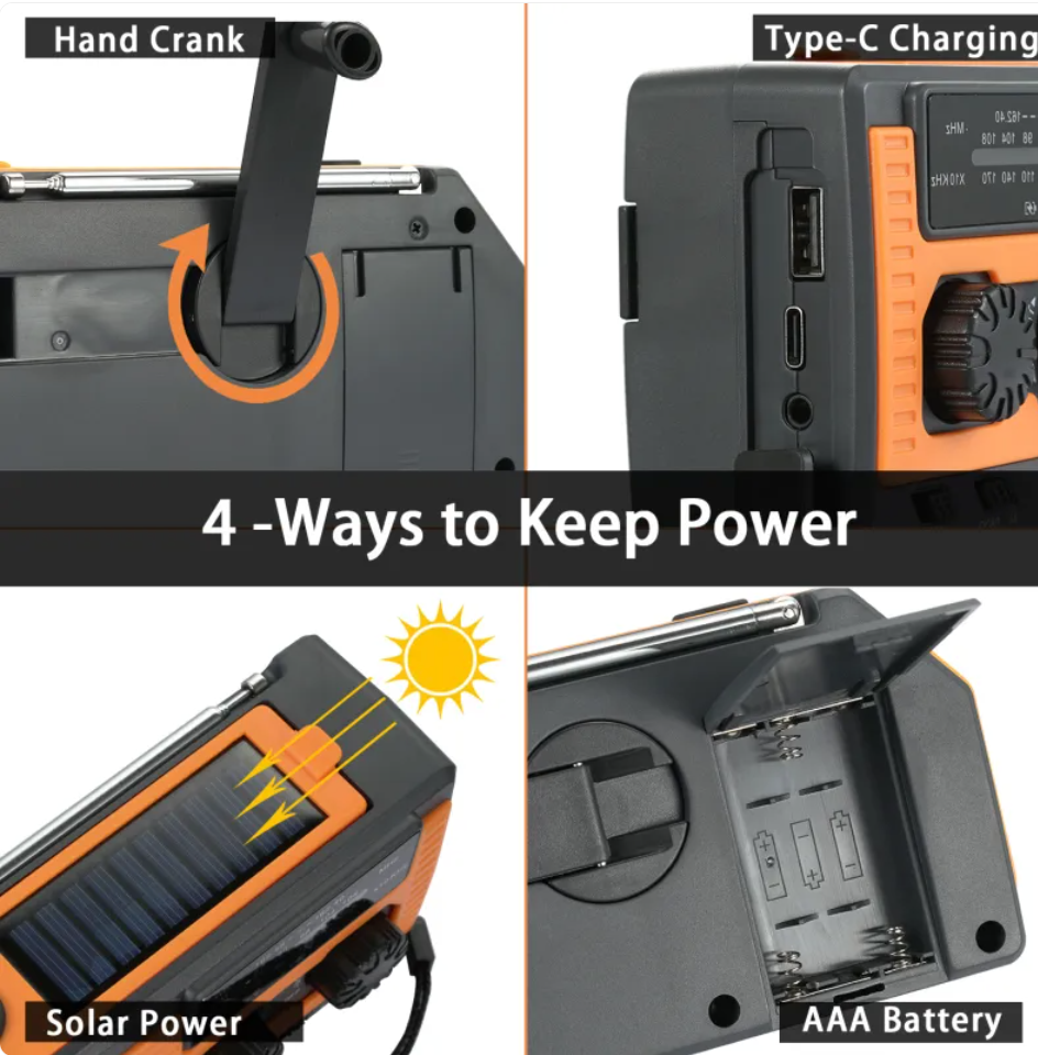 Mini Hand-Crank Solar Emergency Radio with Light