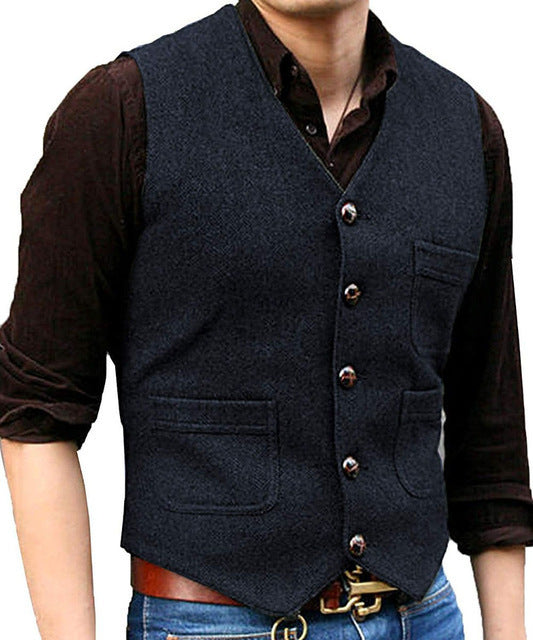 Men's Vest in Organic Cotton, Wool, and Cashmere Blend
