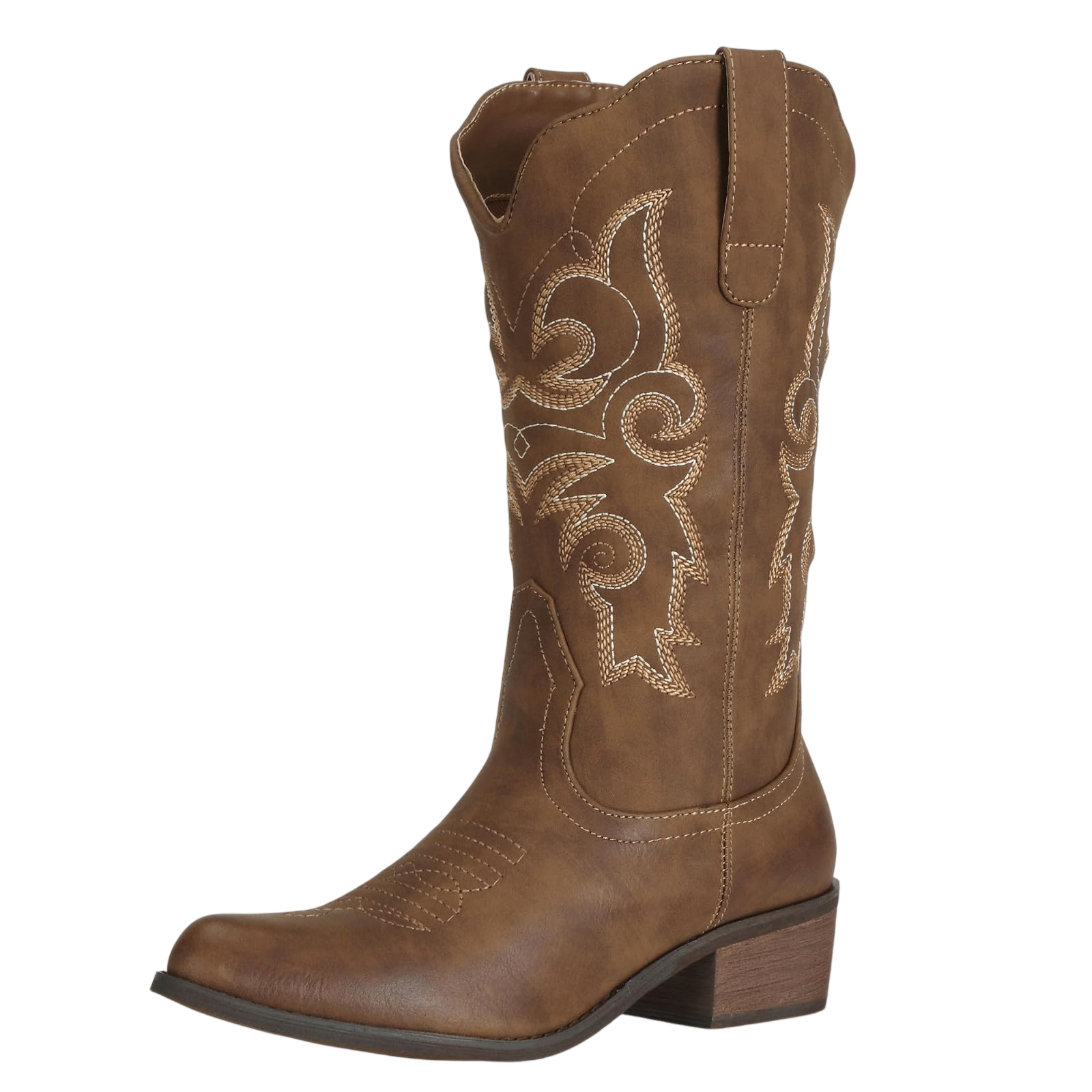 Js O L E Western Cowgirl Cowboy Boots For Women Mid Wide Calf Pointed Toe Riding Country Brown Boots Us Size 9