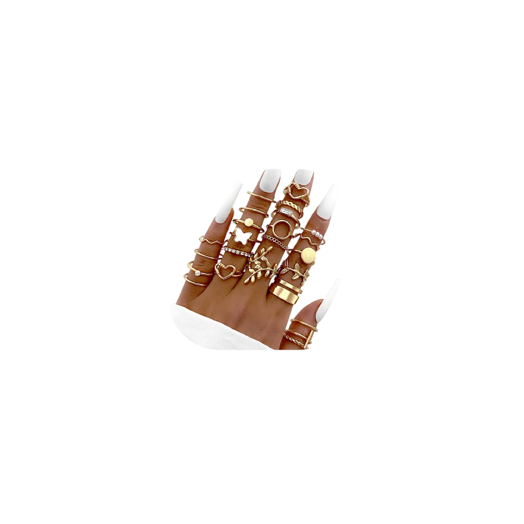 XIUQILAI 24 Pcs Gold Rings for Women-14K Gold Knuckle Stackable Chunky Rings Pack-That Dont Tarnish Gold Rings Set Jewelry