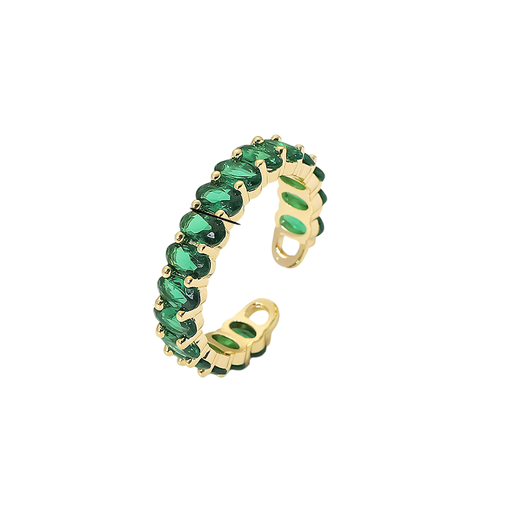 Colorful Copper Cz Oval Rings