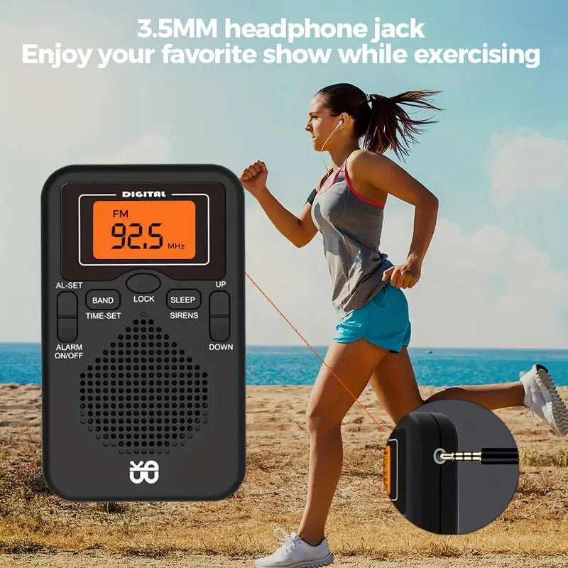 Cappsu AM/FM Portable Radio with LCD Screen & Headphones