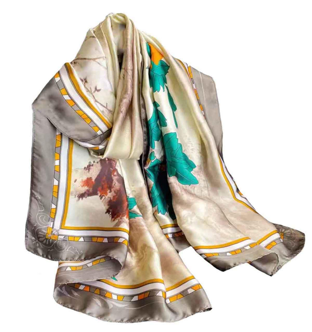 Pokeedioty Scarfs for Women Lightweight Head Scarf Fashion Scarves Elegant Floral Pattern Sunscreen Shawls and Wraps (P 045)