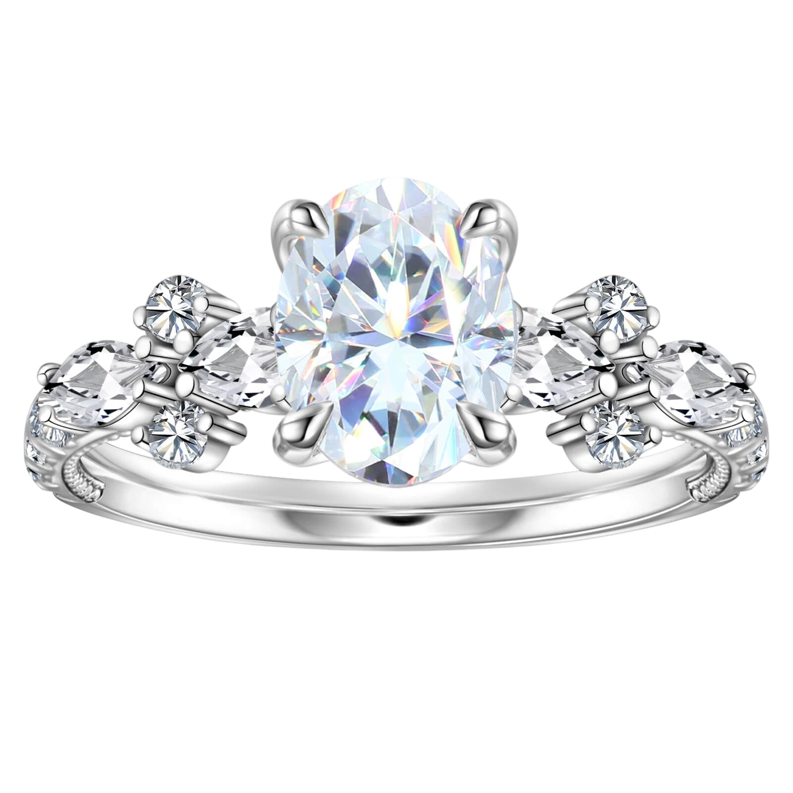 ONKAZO Moissanite Engagement Rings for Women 18K White Gold Plated Stealing Silver S925 Lab Created Diamond Anniversary Rings for Couples Wedding Bands for Her Promise Rings