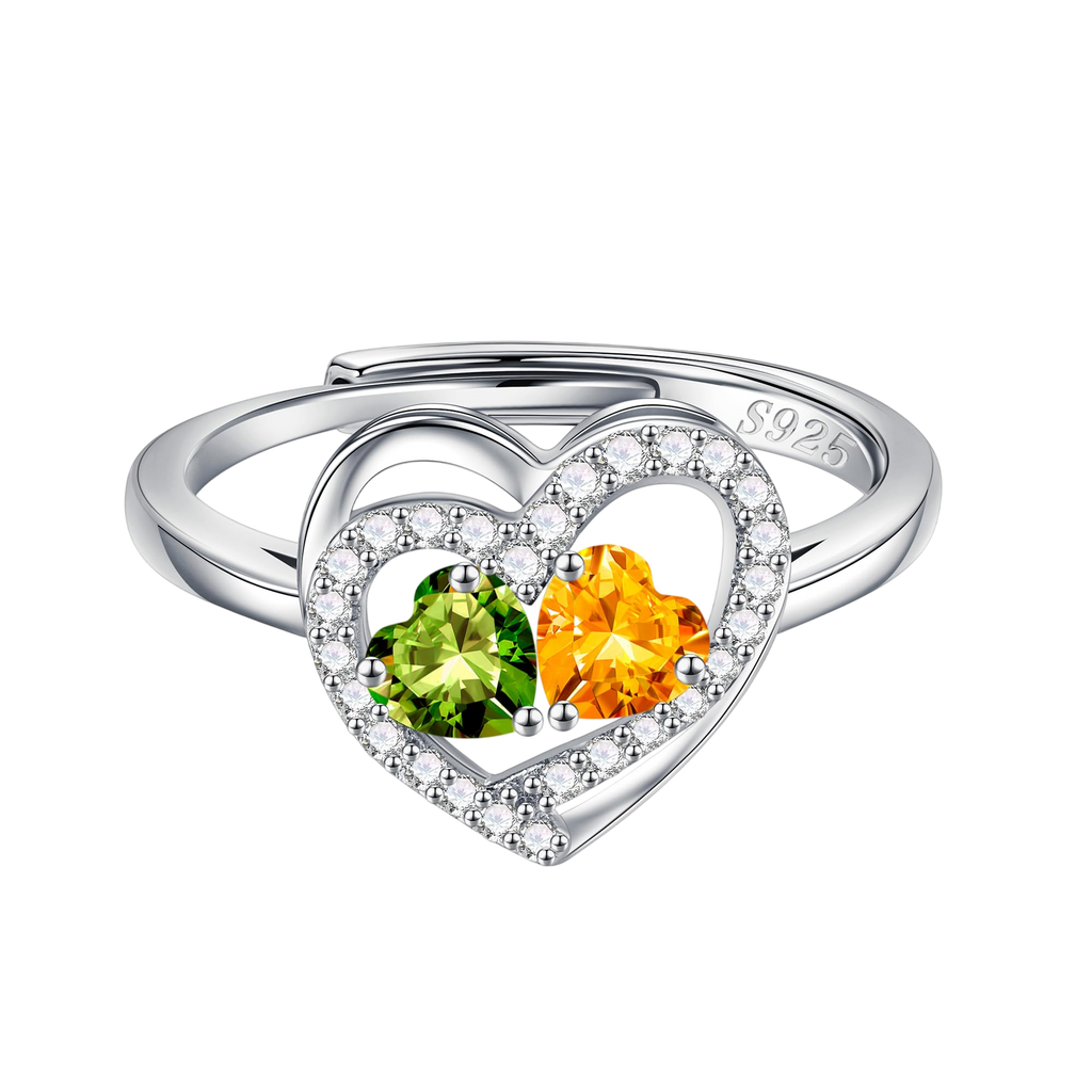 Iefil August November Birthstone Rings Peridot Citrine Jewelry Sterling Silver Rings Engagement Rings for Women Anniversary Women Gifts Wife Christmas Gifts