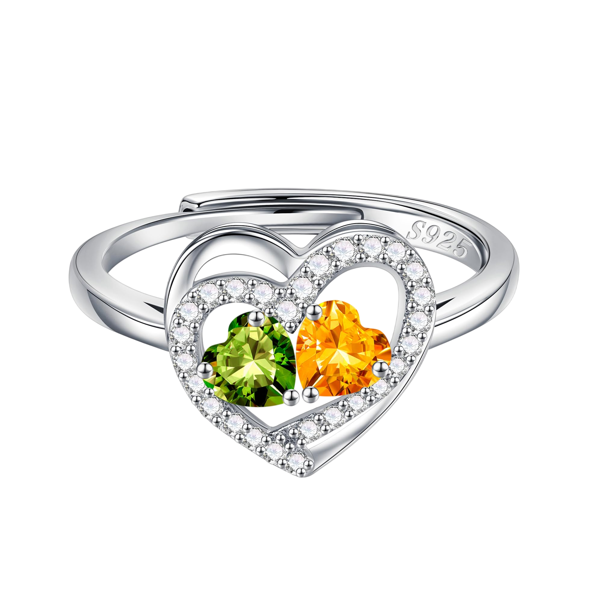 Iefil August November Birthstone Rings Peridot Citrine Jewelry Sterling Silver Rings Engagement Rings for Women Anniversary Women Gifts Wife Christmas Gifts
