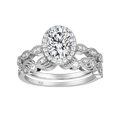EAMTI 1.5CT 925 Sterling Silver Bridal Rings Sets Oval Cubic Zirconia Halo CZ Engagements Rings Wedding Bands for Women Promise Rings for her Size 8.5