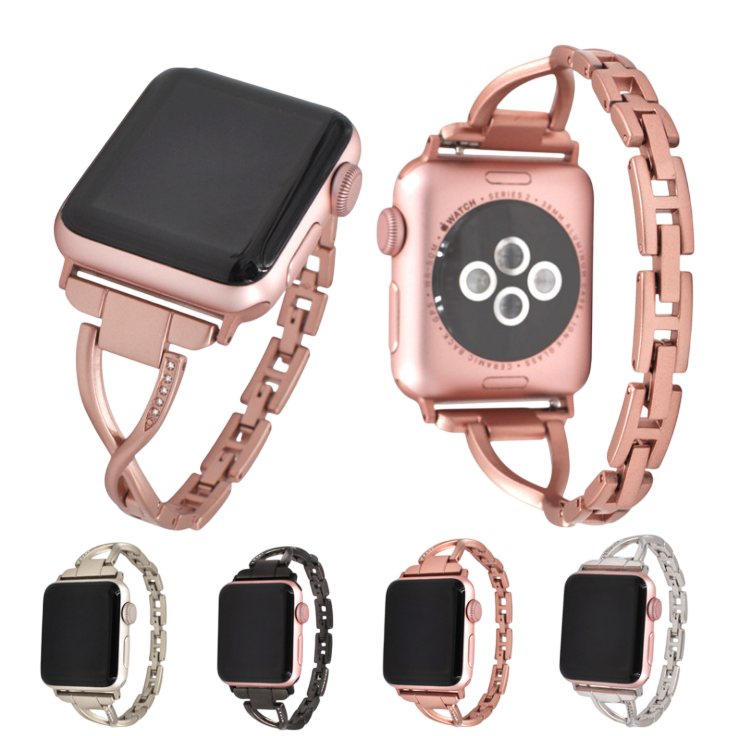 Apple Watch Band X-Type Stainless Steel with Diamonds