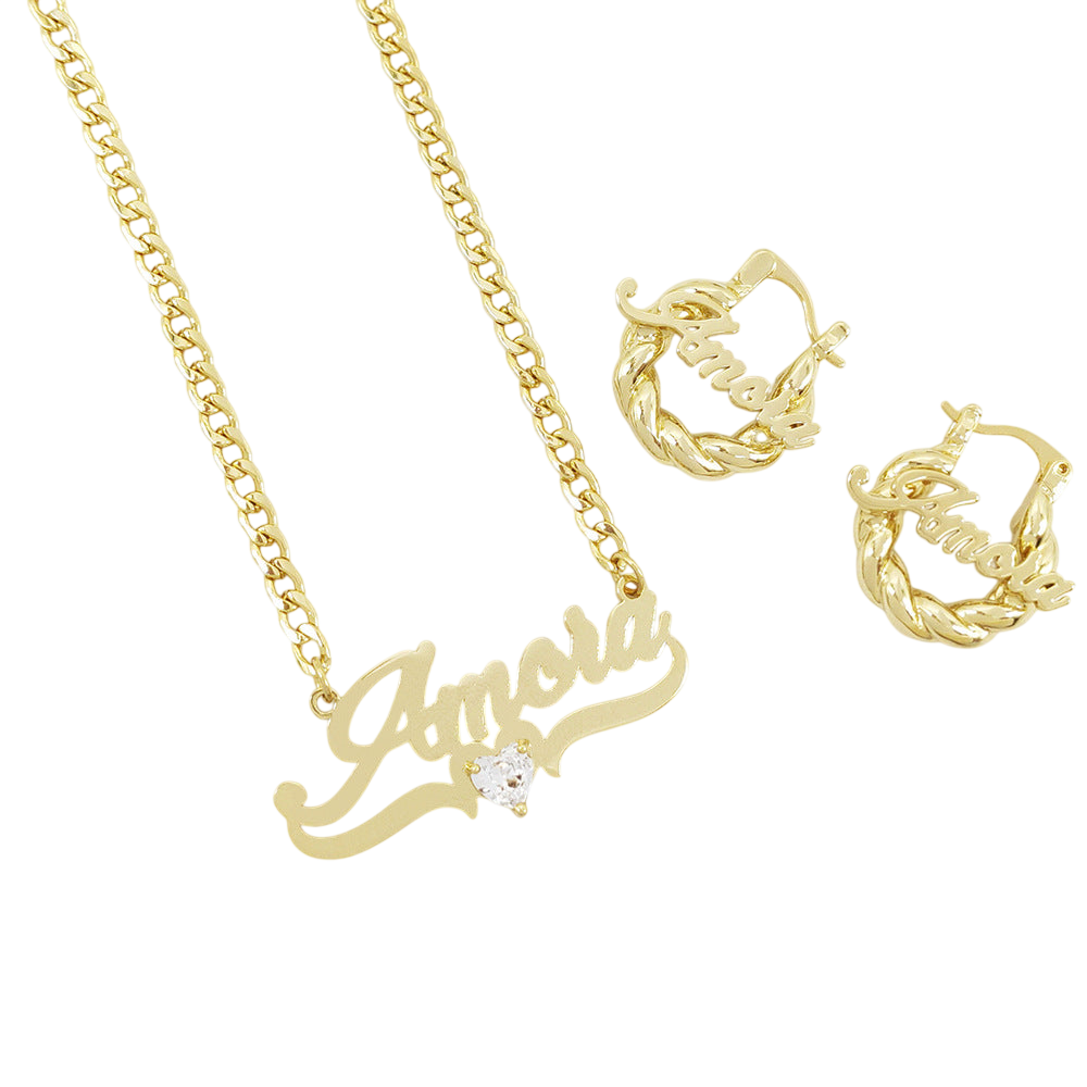 Personalized DIY Name Necklace with Heart Birthstone