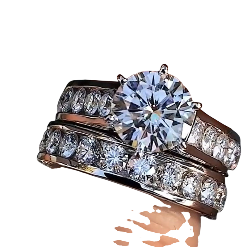 Platinum Plated Zircon Couple Rings Set