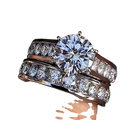 Platinum Plated Zircon Couple Rings Set