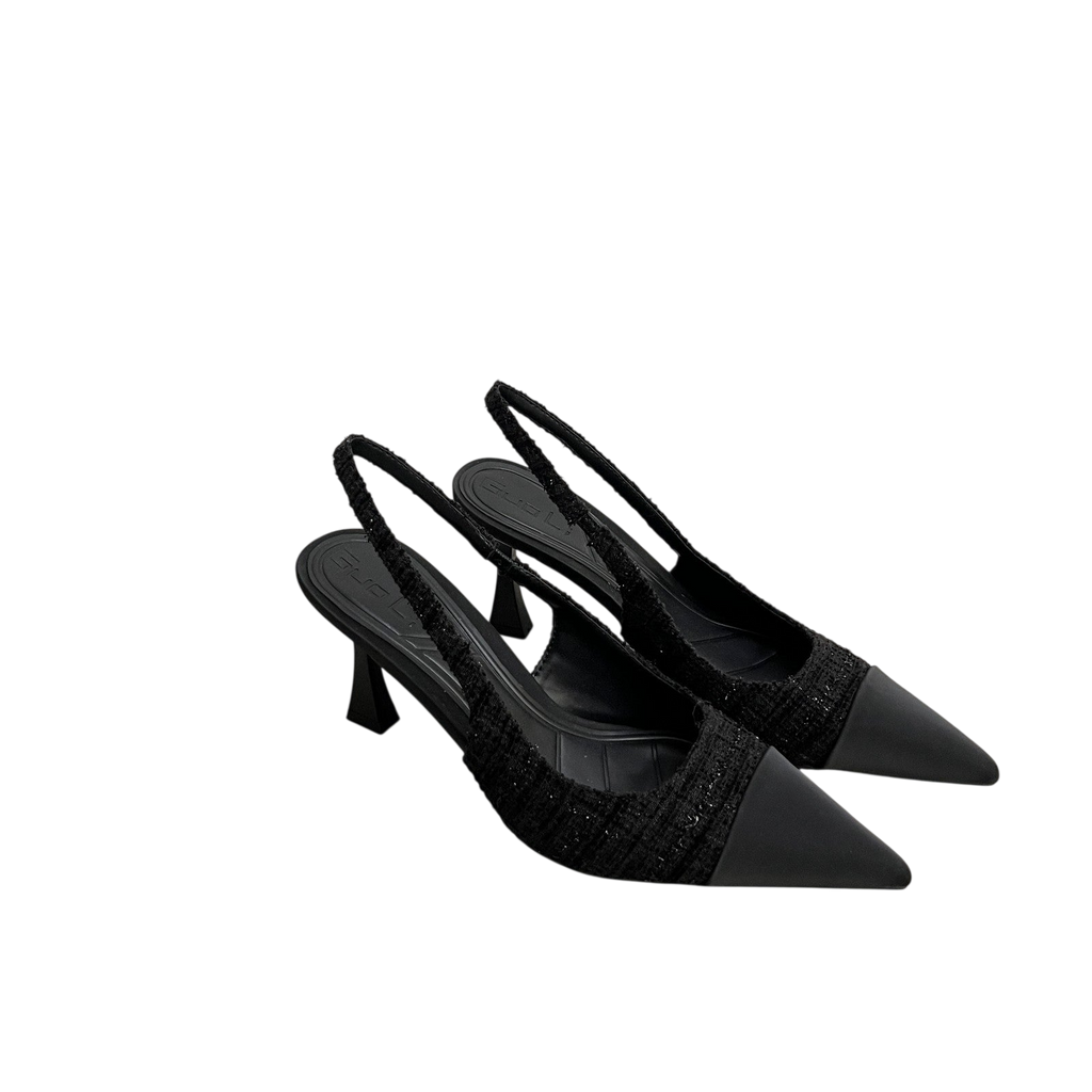 Womens Real Leather Slingback Square Toe Pumps