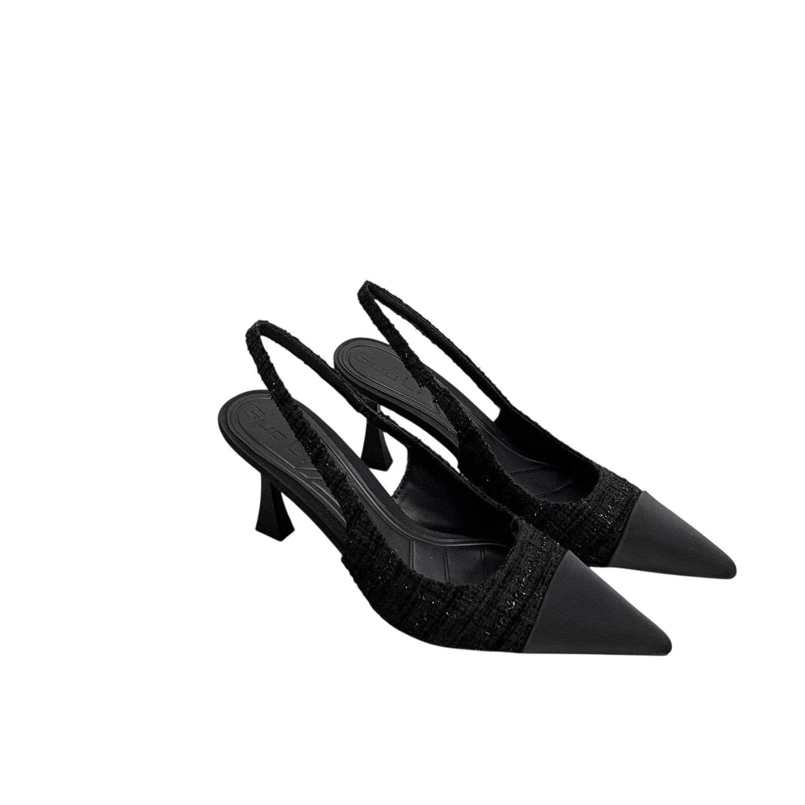 Womens Real Leather Slingback Square Toe Pumps