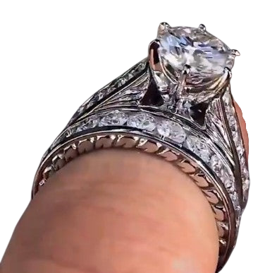 Platinum Plated Zircon Couple Rings Set