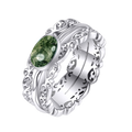 VONALA Naturl Gemstone Fidget Rings for Anxiety 925 Sterling Silver Moss Agate Rings for Women Anti Stress Mood Rings Gifts Band Wide 6#