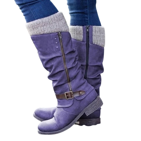 Knee-High Women's Riding Boots with Side Zipper