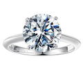 Turandoss 3ct Moissanite Rings for Women Round D Color VVS1 Clarity Engagement Rings 14K White Gold Vermeil 4 Prong Knife Edge Moissanite Rings for Women Promise Rings for Her