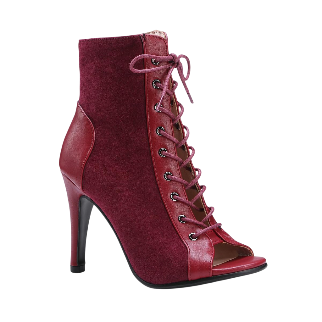 Pivapam Womens Dance Heels Fashion Summer Peep Toe Ankle Boots Lace Up Pumps Party Shoes Ladies Stiletto Sandals Dancing Shoes
