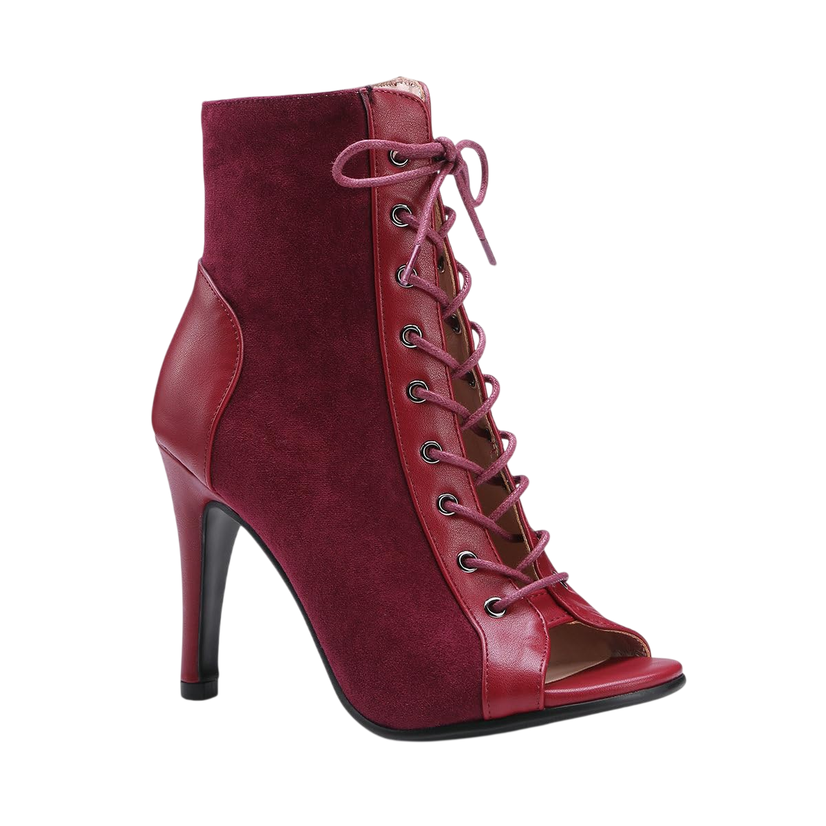 Pivapam Womens Dance Heels Fashion Summer Peep Toe Ankle Boots Lace Up Pumps Party Shoes Ladies Stiletto Sandals Dancing Shoes