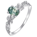 IRROYA Moss Agate Wedding Rings 1.5CT Oval Cut 6x8mm Unique Leaf Shaped Womens Engagement Rings Platinum Plated 925 Sterling Silver Womens Promise rings Gifts for her(4)