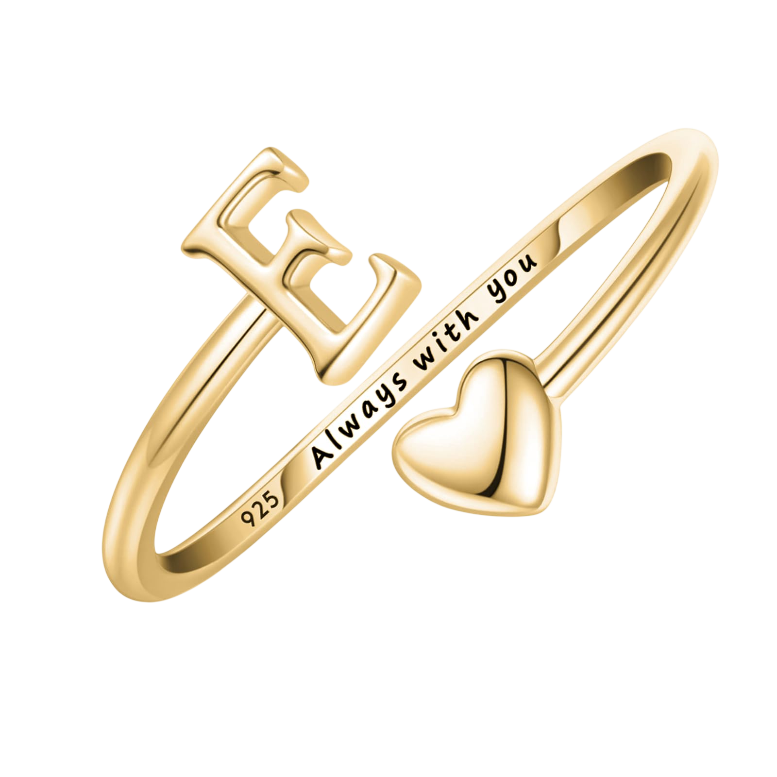 Ritach Initial Rings for WomenSterling Silver Plated Trendy Heart Stackable Rings 14K Gold Adjustable Letter Rings