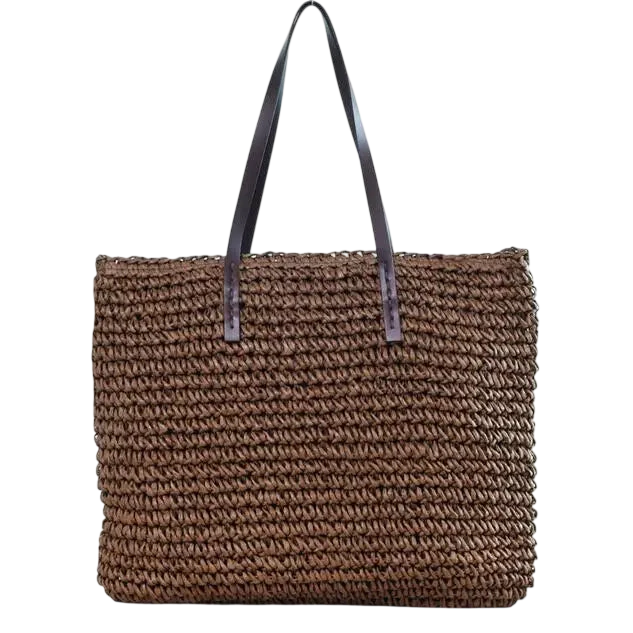 Women Handbag Summer Beach Bag Rattan Woven Handmade Knitted Straw Large Capacity Totes Leather Women Shoulder Bag Bohemia New