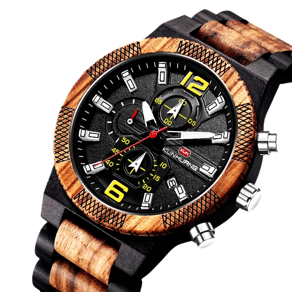 Mens Wood Watches Luxury Luminous Multi Function Wooden Watch Mens Quartz Retro Watch Men Fashion Sport Timepieces Relogio