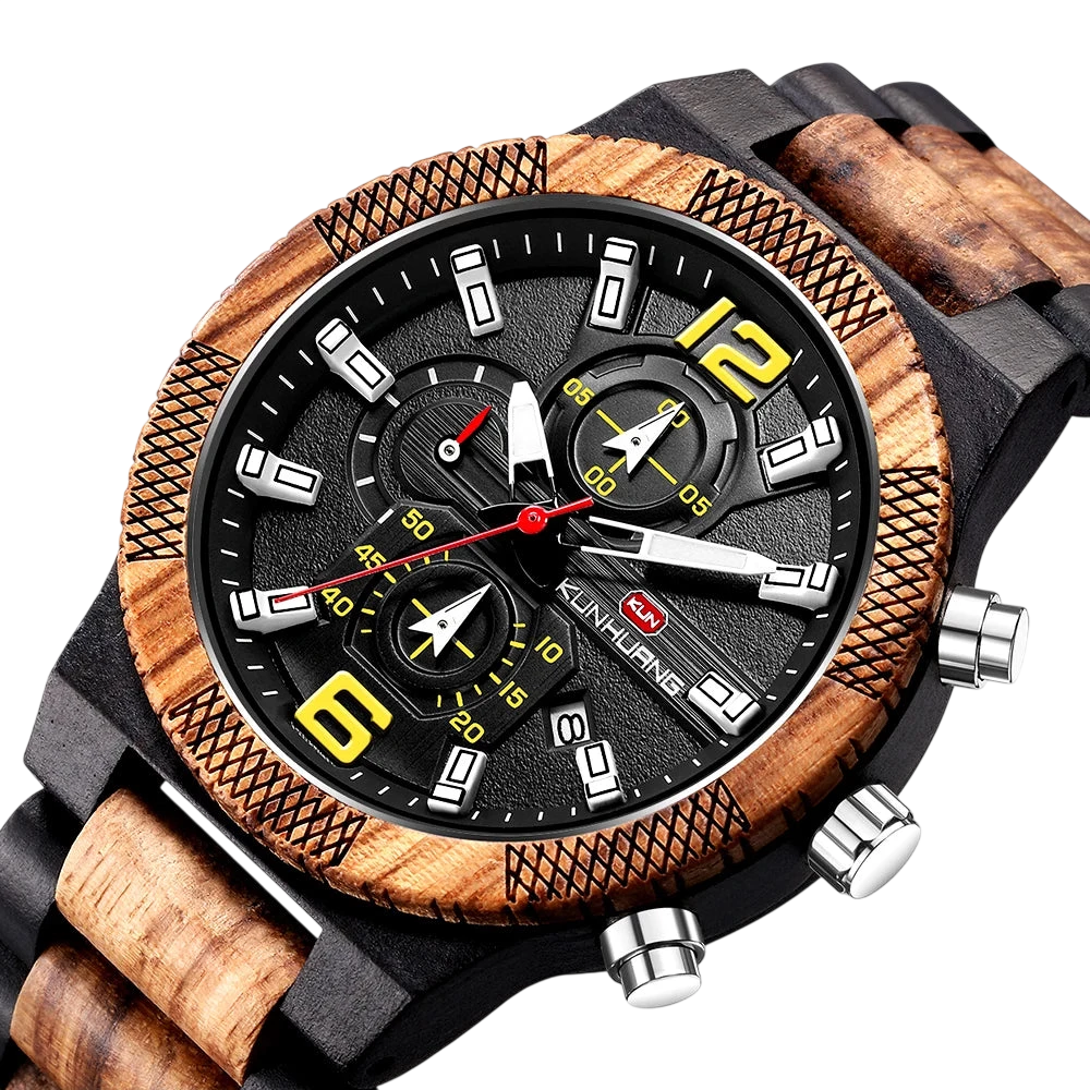 Mens Wood Watches Luxury Luminous Multi Function Wooden Watch Mens Quartz Retro Watch Men Fashion Sport Timepieces Relogio