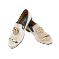 Men Party Dinner Formal Shoes Fashion Gentleman Wedding Dress Shoes For Men Casual Shoes Beige Velvet Loafers